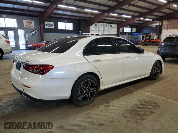 2023 Mercedes-Benz E 350 with VIN W1KZF8EB4PB101996, listed as a Copart auction lot 46879655 with 29,443 mi miles and Salvage Title. Bid and sale history available at DreamBid. Image 3.