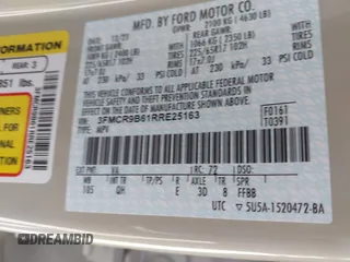 2024 Ford Bronco Sport Big Bend с VIN 3FMCR9B61RRE25163, выставлен на аукционе IAAI как лот 42553571 с пробегом 36 952 миль миль и . История ставок и продаж доступна на DreamBid. Изображение 9.