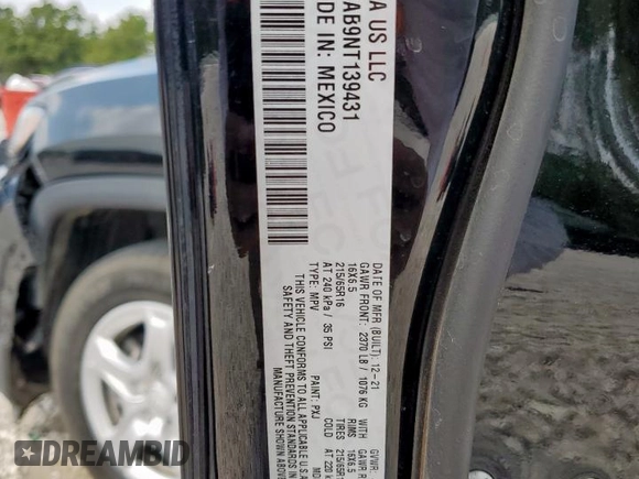2022 Jeep Compass Sport with VIN 3C4NJCAB9NT139431, listed as a Copart auction lot 57057945 with 50,472 mi miles and Salvage title. Bid and sale history available at DreamBid. Image 14.