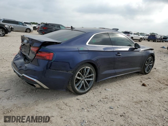 2021 Audi A5 S line Premium Plus z VIN WAUTAAF56MA019040, wystawiony jako Copart lot #51706225 z przebiegiem 47 587 mil mil oraz Szkoda całkowita • Salvage title. Historia ofert i sprzedaży dostępna na DreamBid. Obrazek 3.