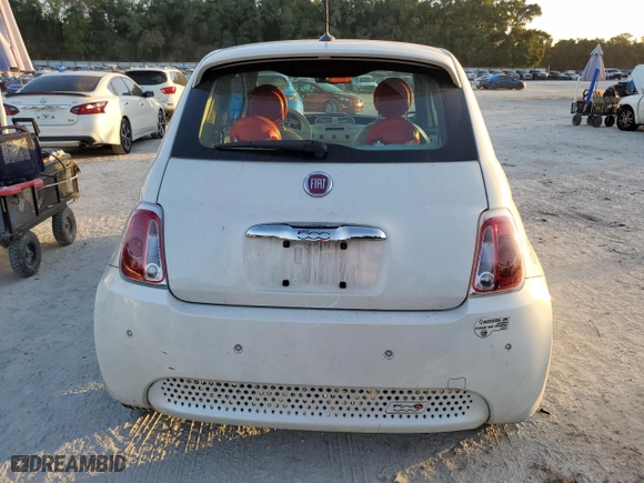 2015 FIAT 500e with VIN 3C3CFFGE3FT709618, listed as a Copart auction lot 77216934 with 56,206 mi miles and Salvage Title. Bid and sale history available at carsss.com. Image 6.