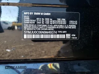 2022 BMW X5 M z VIN 5YMJU0C06N9M49374, wystawiony jako Copart lot #41621645 z przebiegiem 36 242 mil mil oraz Szkoda całkowita • Salvage title. Historia ofert i sprzedaży dostępna na DreamBid. Obrazek 15.