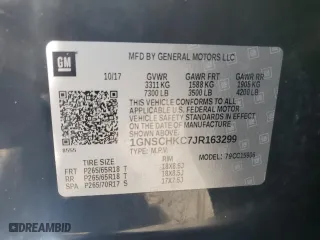 2018 Chevrolet Suburban LT with VIN 1GNSCHKC7JR163299, listed as a Copart auction lot 52919435 with 199,293 mi miles and Clean Title. Bid and sale history available at carsss.com. Image 13.
