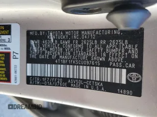 2012 Toyota Camry L with VIN 4T1BF1FK5CU097615, listed as a Copart auction lot 46265915 with Not Provided miles and Salvage Title. Bid and sale history available at carsss.com. Image 14.