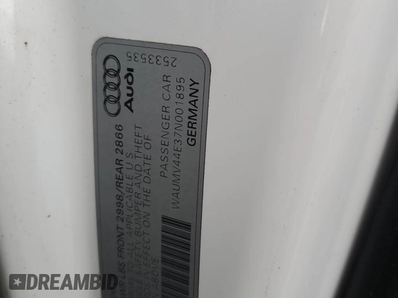 2007 Audi A8 L 4.2L with VIN WAUMV44E37N001895, listed as a Copart auction lot 80737364 with 0 mi miles and Salvage Title. Bid and sale history available at carsss.com. Image 14.