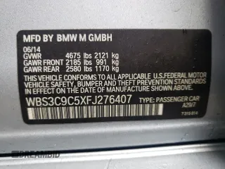 2015 BMW M3 with VIN WBS3C9C5XFJ276407, listed as a Copart auction lot 40392094 with 57,204 mi miles. Bid and sale history available at carsss.com. Image 13.