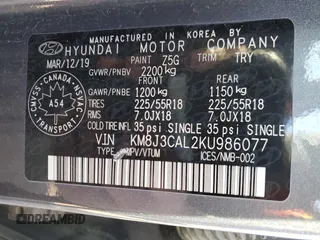 2019 Hyundai Tucson Ultimate with VIN KM8J3CAL2KU986077, listed as a Copart auction lot 78712324 with 106,126 mi miles and Clean Title. Bid and sale history available at carsss.com. Image 13.