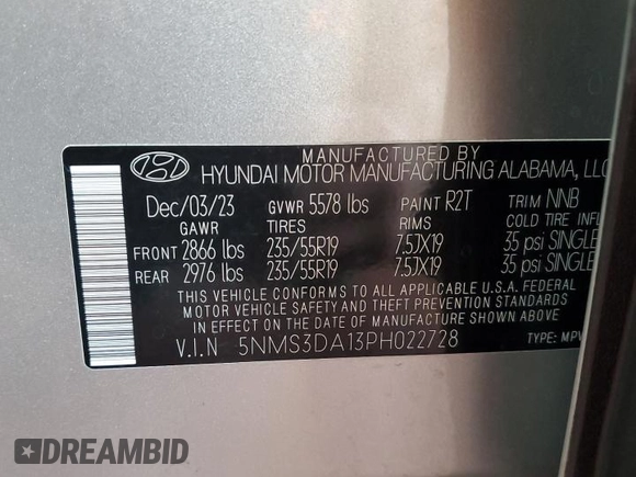 2023 Hyundai Santa Fe Hybrid SEL Premium with VIN 5NMS3DA13PH022728, listed as a Copart auction lot 71202204 with 15,531 mi miles and Salvage Title. Bid and sale history available at carsss.com. Image 14.