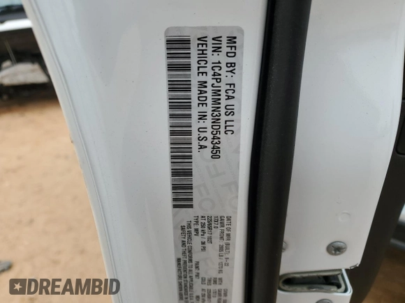 2022 Jeep Cherokee Latitude Lux with VIN 1C4PJMMN3ND543450, listed as a Copart auction lot 86385244 with 13,258 mi miles and Salvage title. Bid and sale history available at DreamBid. Image 15.