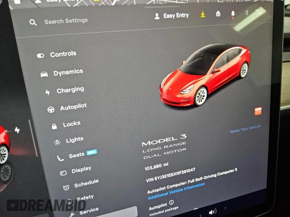 2022 Tesla Model 3 Long Range z VIN 5YJ3E1EBXNF291047, wystawiony jako Copart lot #59389825 z przebiegiem 103 980 mil mil oraz Czysty tytuł • Clean title. Historia ofert i sprzedaży dostępna na DreamBid. Obrazek 9.