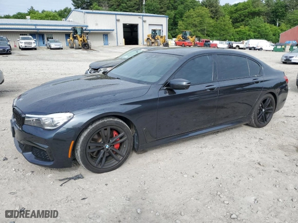 2019 BMW 7 Series 740i xDrive with VIN WBA7E4C53KGV28721, listed as a Copart auction lot 57747054 with 60,671 mi miles and Salvage Title. Bid and sale history available at carsss.com. Image 1.