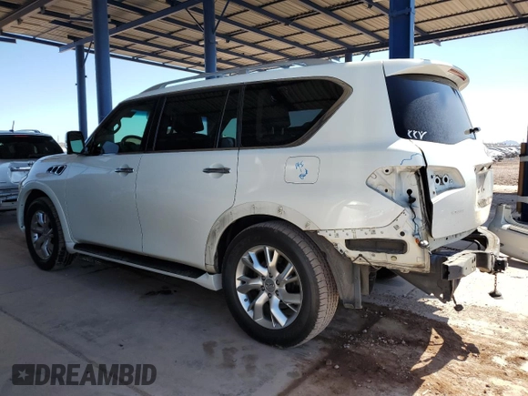 2012 Infiniti QX56 7-passenger with VIN JN8AZ2NF3C9519101, listed as a Copart auction lot 53105715 with 114,204 mi miles and Salvage Title. Bid and sale history available at DreamBid. Image 2.