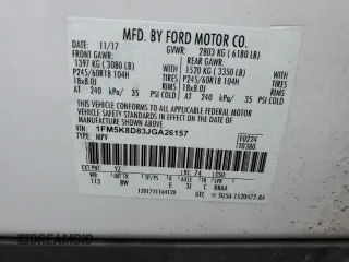 2018 Ford Explorer XLT with VIN 1FM5K8D83JGA26157, listed as a Copart auction lot 61283175 with 66,369 mi miles and Salvage title. Bid and sale history available at DreamBid. Image 13.
