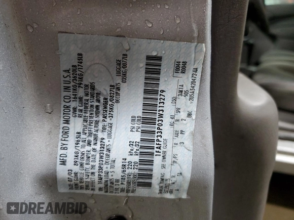 2003 Ford Focus LX z VIN 1FAFP33P03W313279, wystawiony jako Copart lot #89271495 z przebiegiem 152 672 mil mil oraz Szkoda całkowita • Salvage title. Historia ofert i sprzedaży dostępna na DreamBid. Obrazek 12.