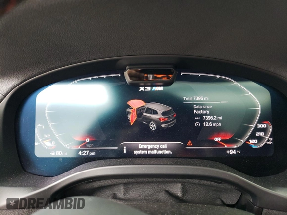 2022 BMW X3 M z VIN 5YM13EC0XN9J56822, wystawiony jako Copart lot #49873974 z przebiegiem 7396 mil mil oraz Szkoda całkowita • Salvage title. Historia ofert i sprzedaży dostępna na DreamBid. Obrazek 9.