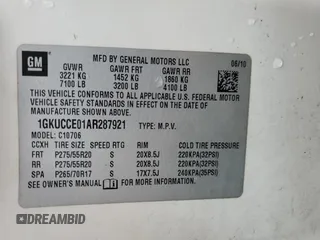 2010 GMC Yukon SLT with VIN 1GKUCCE01AR287921, listed as a Copart auction lot 50781775 with 202,301 mi miles and Salvage Title. Bid and sale history available at carsss.com. Image 13.