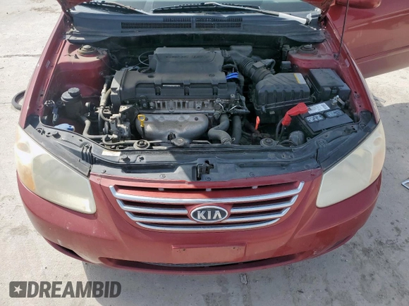 2007 Kia Spectra EX with VIN KNAFE122475378574, listed as a Copart auction lot 56921925 with 142,268 mi miles and Salvage title. Bid and sale history available at DreamBid. Image 11.