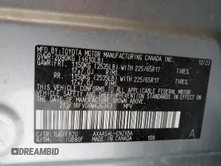 2024 Toyota RAV4 LE with VIN 2T3F1RFV0RW426343, listed as a Copart auction lot 52283475 with 22,519 mi miles and Non Repairable. Bid and sale history available at carsss.com. Image 13.