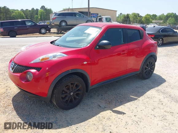 2014 Nissan Juke SL with VIN JN8AF5MV7ET483065, listed as a IAAI auction lot 42076991 with 66,899 mi miles. Bid and sale history available at carsss.com. Image 2.