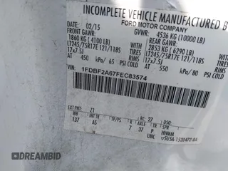2015 Ford F-250 XL с VIN 1FDBF2A67FEC83574, выставлен на аукционе IAAI как лот 42420200 с пробегом Не указан миль и . История ставок и продаж доступна на DreamBid. Изображение 9.