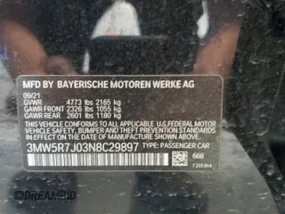 2022 BMW 3 Series 330i xDrive с VIN 3MW5R7J03N8C29897, выставлен на аукционе Copart как лот 57121585 с пробегом 29 303 миль миль и Списание • Salvage title. История ставок и продаж доступна на DreamBid. Изображение 12.