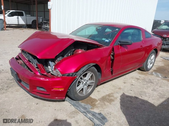 2013 Ford Mustang V6 with VIN 1ZVBP8AM9D5254770, listed as a IAAI auction lot 41828023 with 97,926 mi miles. Bid and sale history available at carsss.com. Image 2.