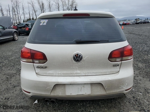 2011 Volkswagen Golf TDI with VIN WVWDM7AJXBW067825, listed as a Copart auction lot 84037684 with 143,121 mi miles and Salvage Title. Bid and sale history available at carsss.com. Image 6.