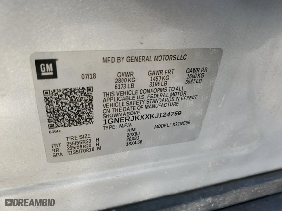 2019 Chevrolet Traverse RS with VIN 1GNERJKXXKJ124759, listed as a Copart auction lot 79287304 with 111,649 mi miles and Salvage Title. Bid and sale history available at carsss.com. Image 15.