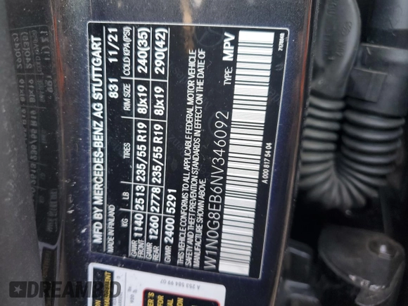 2022 Mercedes-Benz GLC 300 with VIN W1N0G8EB6NV346092, listed as a Copart auction lot 47623335 with 24,064 mi miles and Clean Title. Bid and sale history available at DreamBid. Image 13.