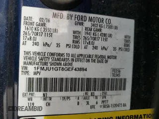 2016 Ford Expedition XL z VIN 1FMJU1GT8GEF43894, wystawiony jako Copart lot #54390375 z przebiegiem 90 359 mil mil oraz Szkoda całkowita • Salvage title. Historia ofert i sprzedaży dostępna na DreamBid. Obrazek 13.