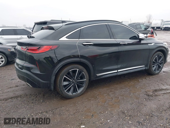 2023 Infiniti QX55 Essential with VIN 3PCAJ5KR7PF100554, listed as a IAAI auction lot 41498341 with 28,624 mi miles and . Bid and sale history available at DreamBid. Image 4.