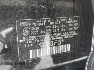 2020 Hyundai Ioniq SE with VIN KMHC65LD3LU235167, listed as a Copart auction lot 87891755 with 40,434 mi miles and Salvage title. Bid and sale history available at DreamBid. Image 12.