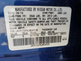 2020 Infiniti Q50 Red Sport 400 with VIN JN1FV7APXLM630530, listed as a Copart auction lot 43717855 with 99,410 mi miles and Non repairable. Bid and sale history available at DreamBid. Image 13.