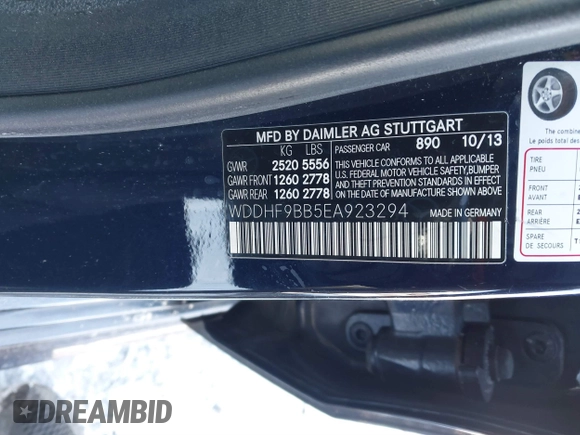 2014 Mercedes-Benz E 550 Sport with VIN WDDHF9BB5EA923294, listed as a IAAI auction lot 41588318 with 141,510 mi miles and . Bid and sale history available at DreamBid. Image 9.