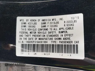 2016 Honda Accord Sport with VIN 1HGCR2F51GA061994, listed as a IAAI auction lot 42179004 with 117,880 mi miles and . Bid and sale history available at DreamBid. Image 9.