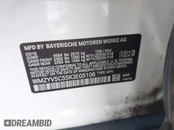 2019 MINI Countryman Cooper with VIN WMZYV5C55K3E05106, listed as a IAAI auction lot 41514627 with 69,399 mi miles. Bid and sale history available at carsss.com. Image 9.