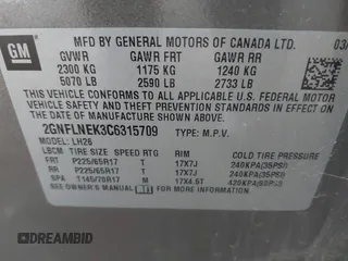 2012 Chevrolet Equinox LT w/2LT with VIN 2GNFLNEK3C6315709, listed as a IAAI auction lot 41766445 with 128,393 mi miles. Bid and sale history available at carsss.com. Image 9.