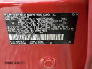 2015 Toyota RAV4 LE с VIN 2T3BFREVXFW256103, выставлен на аукционе Copart как лот 56424975 с пробегом 119 423 миль миль и Списание • Salvage title. История ставок и продаж доступна на DreamBid. Изображение 13.