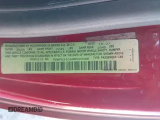 2008 Volkswagen Beetle S с VIN 3VWPG31C68M509388, выставлен на аукционе IAAI как лот 42303261 с пробегом 140 121 миль миль и . История ставок и продаж доступна на DreamBid. Изображение 9.