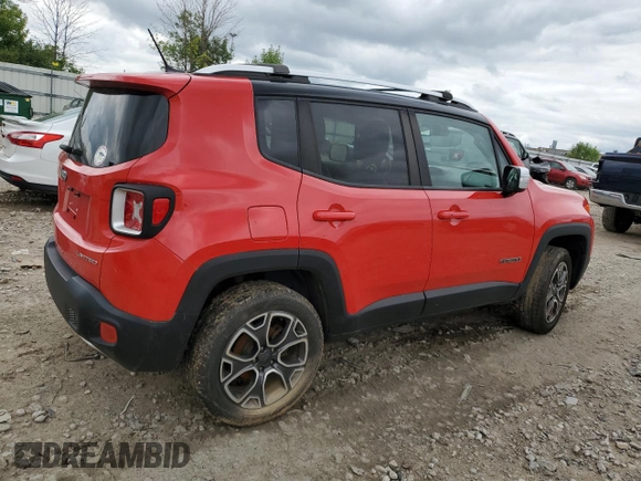 2017 Jeep Renegade Limited with VIN ZACCJBDB1HPE93582, listed as a Copart auction lot 64261214 with 164,943 mi miles and Non repairable. Bid and sale history available at DreamBid. Image 3.