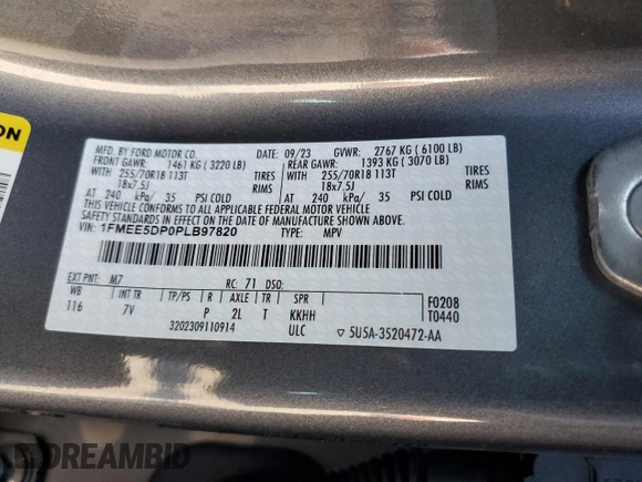2023 Ford Bronco with VIN 1FMEE5DP0PLB97820, listed as a Copart auction lot 50392985 with 29,950 mi miles and Salvage Title. Bid and sale history available at DreamBid. Image 15.