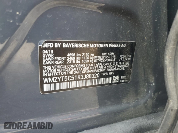 2019 MINI Countryman Cooper S with VIN WMZYT5C51K3J88320, listed as a Copart auction lot 75883704 with 55,944 mi miles and Non Repairable. Bid and sale history available at carsss.com. Image 14.