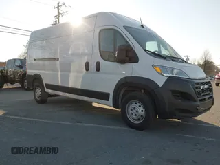 2023 Ram ProMaster Cargo with VIN 3C6MRVHGXPE509172, listed as a IAAI auction lot 41563596 with 67,348 mi miles. Bid and sale history available at carsss.com. Image 1.