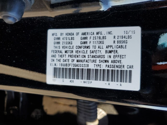 2016 Acura TLX V6 Advance with VIN 19UUB3F73GA000209, listed as a Copart auction lot 72178114 with 126,514 mi miles and Salvage Title. Bid and sale history available at carsss.com. Image 12.