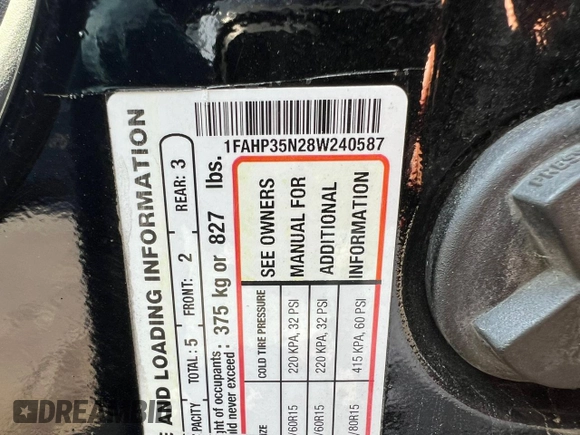 2008 Ford Focus SE with VIN 1FAHP35N28W24058, listed as a Copart auction lot 66020775 with 164,683 mi miles and Clean title. Bid and sale history available at DreamBid. Image 10.
