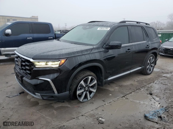 2025 Honda Pilot Touring with VIN 5FNYG2H76SB009916, listed as a Copart auction lot 43832285 with 2,998 mi miles and Salvage Title. Bid and sale history available at carsss.com. Image 1.