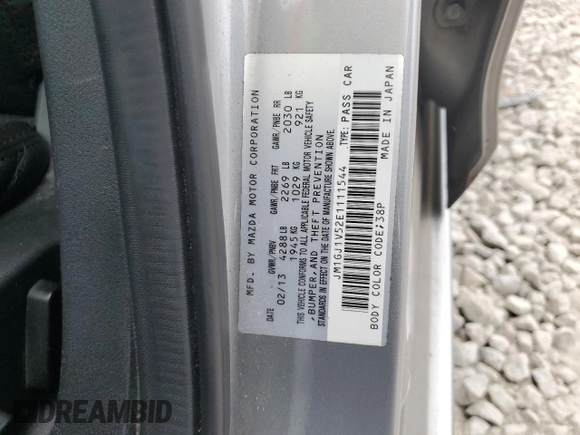 2014 Mazda Mazda6 i Touring with VIN JM1GJ1V52E1111544, listed as a Copart auction lot 54774025 with 217,059 mi miles and Clean Title. Bid and sale history available at carsss.com. Image 12.
