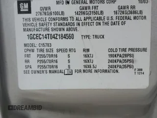 2004 Chevrolet Silverado 1500 LS with VIN 1GCEC14T04Z184560, listed as a Copart auction lot 87549745 with 113,569 mi miles and Salvage Title. Bid and sale history available at carsss.com. Image 12.
