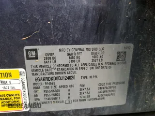 2013 Buick Enclave Premium with VIN 5GAKRDKD0DJ124020, listed as a Copart auction lot 86332644 with 150,290 mi miles and Salvage Title. Bid and sale history available at DreamBid. Image 13.