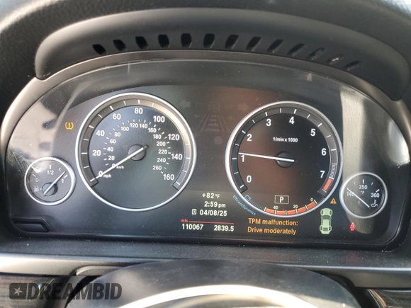 2013 BMW 5 Series 535i with VIN WBAFR7C56DC823937, listed as a Copart auction lot 52380345 with 110,067 mi miles and Salvage Title. Bid and sale history available at DreamBid. Image 9.